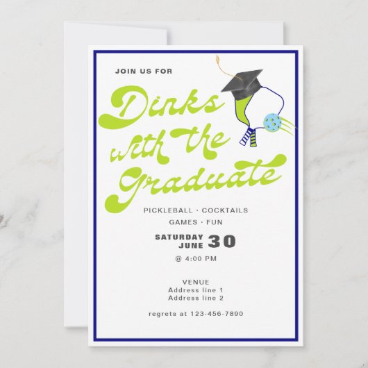 2024年卒業生のためのディンクス ピックルボール 卒業式 招待状 (正面)