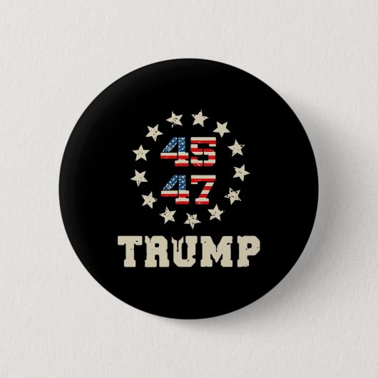 2024年国旗（背面）アメリカを連れ戻すトランプ国旗4 缶バッジ (正面)