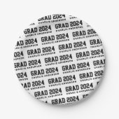 2024年大学院名ホワイトブラック ペーパープレート (正面)