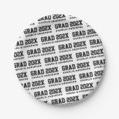 2024年大学院名ホワイトブラック ペーパープレート (正面)