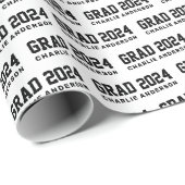 2024年大学院名白黒 ラッピングペーパー (ロールコーナー)