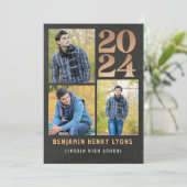 2024年大学院金ゴールドChalkboardクラス印刷可能 招待状 (スタンド正面)