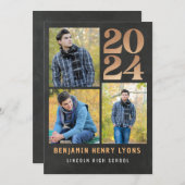 2024年大学院金ゴールドChalkboardクラス印刷可能 招待状 (正面/裏面)