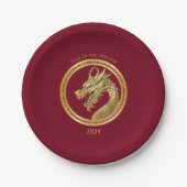 2024年大晦日パーティー中国の – 新年ドラゴン ペーパープレート (正面)