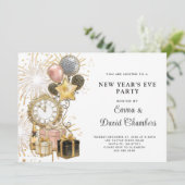 2024年大晦日パーティー金ゴールドグリッター 招待状 (スタンド正面)