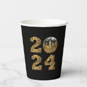 2024年大晦日パーティー – ボール – ニューヨーク金ゴールド- 紙コップ (裏面)