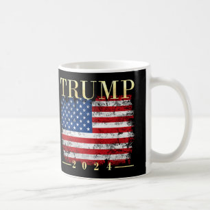 2024年大統領用金ゴールド付き/フラグ付きドナルド・トランプ コーヒーマグカップ