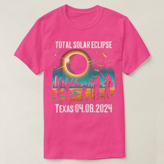 2024年太陽の日食テキサス州USA全体像 Tシャツ (デザイン正面)