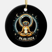 2024年太陽の皆既日食の犬 セラミックオーナメント (正面)