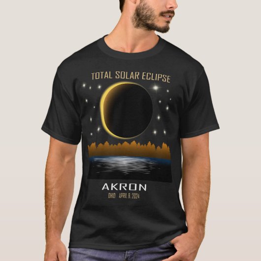 2024年太陽の皆既日食合計 Tシャツ (正面)