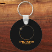 2024年太陽の総日食インディアナ キーホルダー (正面)