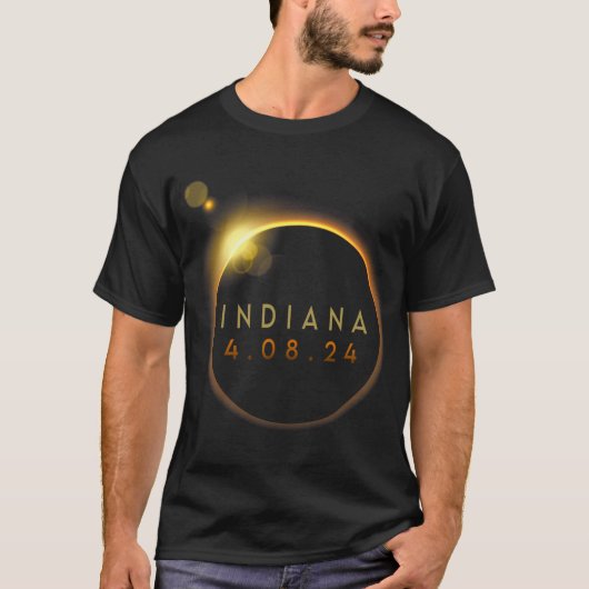 2024年太陽の総日食インディアナ Tシャツ (正面)
