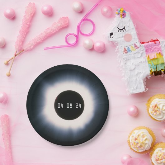 2024年太陽の黒白の皆既食 ペーパープレート (パーティー)