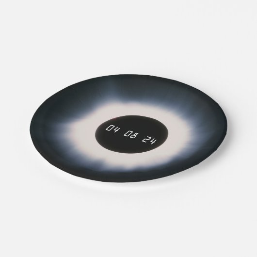 2024年太陽の黒白の皆既食 ペーパープレート (アングル)