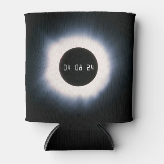 2024年太陽の黒白の皆既食 缶クーラー (正面)