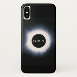 2024年太陽の黒白の皆既食 iPhone X ケース
