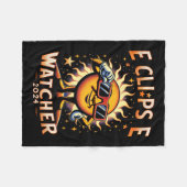 2024年太陽のEclipを着たEclipse Watcher Sun合計 フリースブランケット (正面(横))