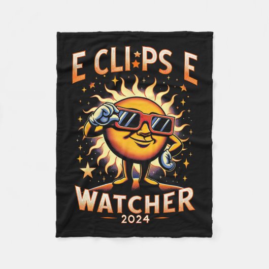 2024年太陽のEclipを着たEclipse Watcher Sun合計 フリースブランケット (正面)