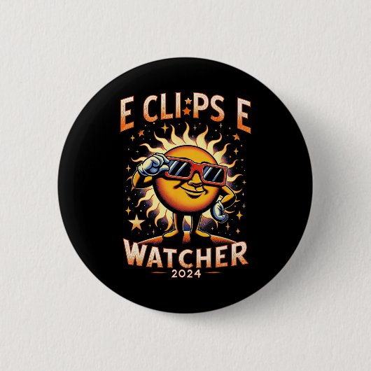2024年太陽のEclipを着たEclipse Watcher Sun合計 缶バッジ (正面)