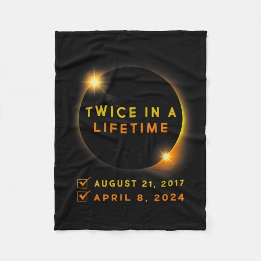 2024年太陽のEclipseで2回太陽の食 フリースブランケット (正面)