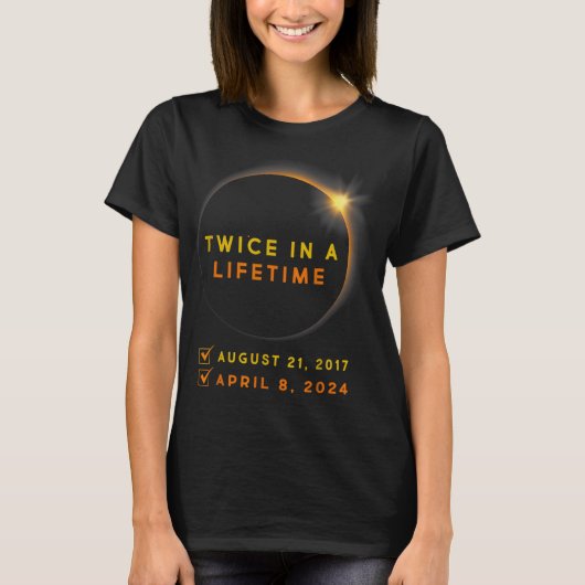 2024年太陽のEclipseで2回太陽の食 Tシャツ (正面)