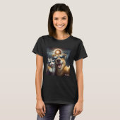 2024年太陽のEclipse猫とEclipを着た犬太陽の Tシャツ (正面フル)