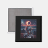 2024年太陽のEclipse着用のセルフィーレトロ マグネット (正面/裏面)