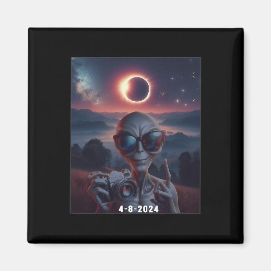 2024年太陽のEclipse着用のセルフィーレトロ マグネット (正面)