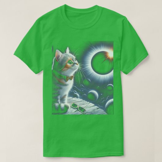 2024年太陽のEclipse Cat Watching総太陽の Tシャツ (デザイン正面)