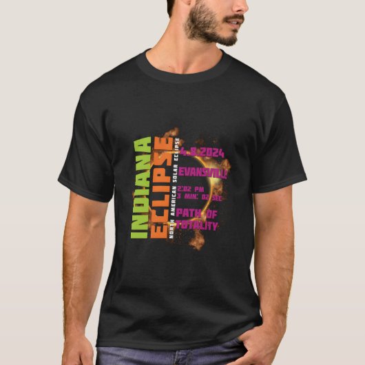2024年太陽のEclipse Evansville Indiana Path O Tシャツ (正面)