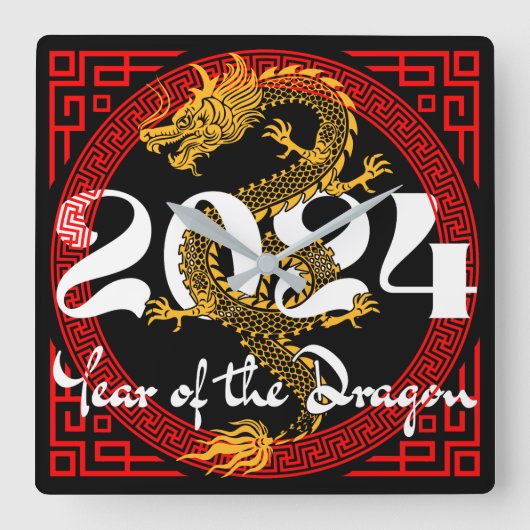 2024年干支 辰年 スクエア壁時計 (正面)