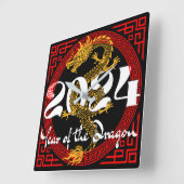 2024年干支 辰年 スクエア壁時計 (傾斜)