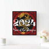 2024年干支 辰年 スクエア壁時計 (ホーム)