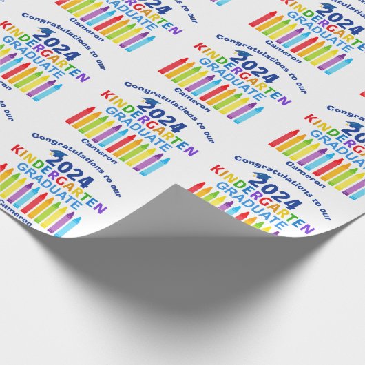 2024年幼稚園卒業かわいいカスタム卒業生 ラッピングペーパー (角)