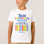 2024年幼稚園大学院可愛いクレヨンカスタム子 Tシャツ (正面)