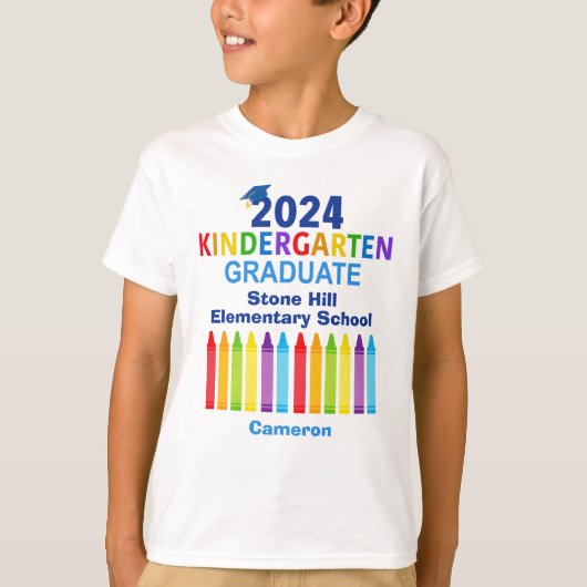 2024年幼稚園大学院可愛いクレヨンカスタム子 Tシャツ (正面)
