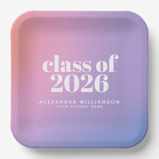 2024年度パープルグラデーションカスタム卒業 ペーパープレート (正面)