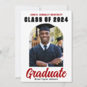 2024年度写真赤モダン卒業 案内状 (正面)