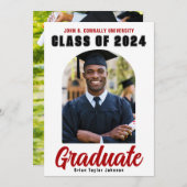 2024年度写真赤モダン卒業 案内状 (正面/裏面)