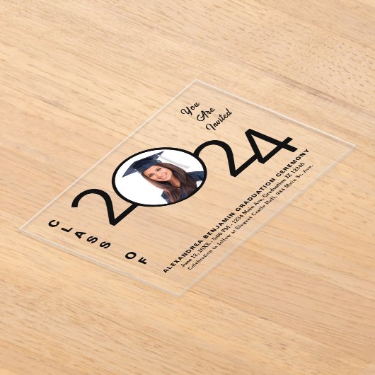 2024年度卒業式卒業写真 アクリル招待状 (レイダウン)