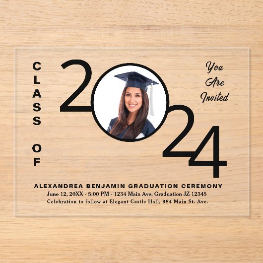 2024年度卒業式卒業写真 アクリル招待状 (正面)