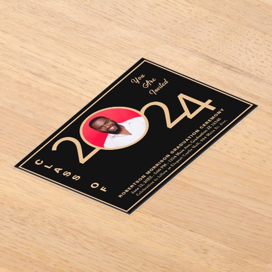 2024年度卒業式卒業写真 アクリル招待状 (レイダウン)