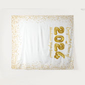 2024年度卒業式 ゴールド風船 白い写真背景 タペストリー (正面(横))