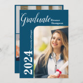 2024年度卒業生：モダンな白黒写真 招待状 (正面/裏面)