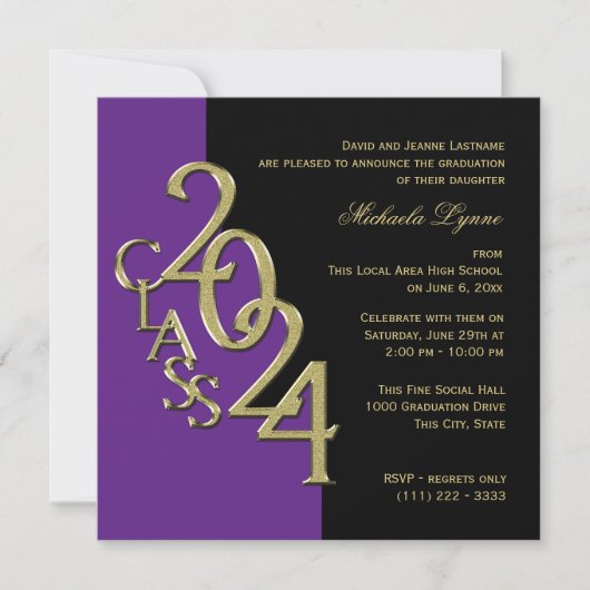 2024年度卒業生 紫と金 招待状 (正面)