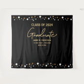 2024年度卒業生 金 黒の背景 卒業式 タペストリー (正面(横))