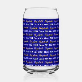 2024年度大学院名ダークブルーホワイト金ゴールド ガラス缶