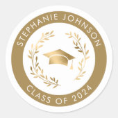 2024年度 ゴールド 卒業封筒シール ラウンドシール (正面)