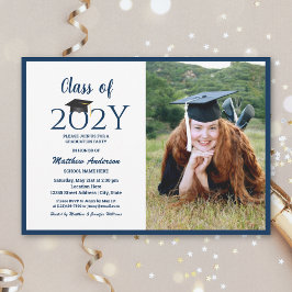 2024年度 ネイビーブルー 卒業写真 卒業式 招待状