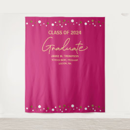 2024年度 ピンクの背景 卒業式 タペストリー